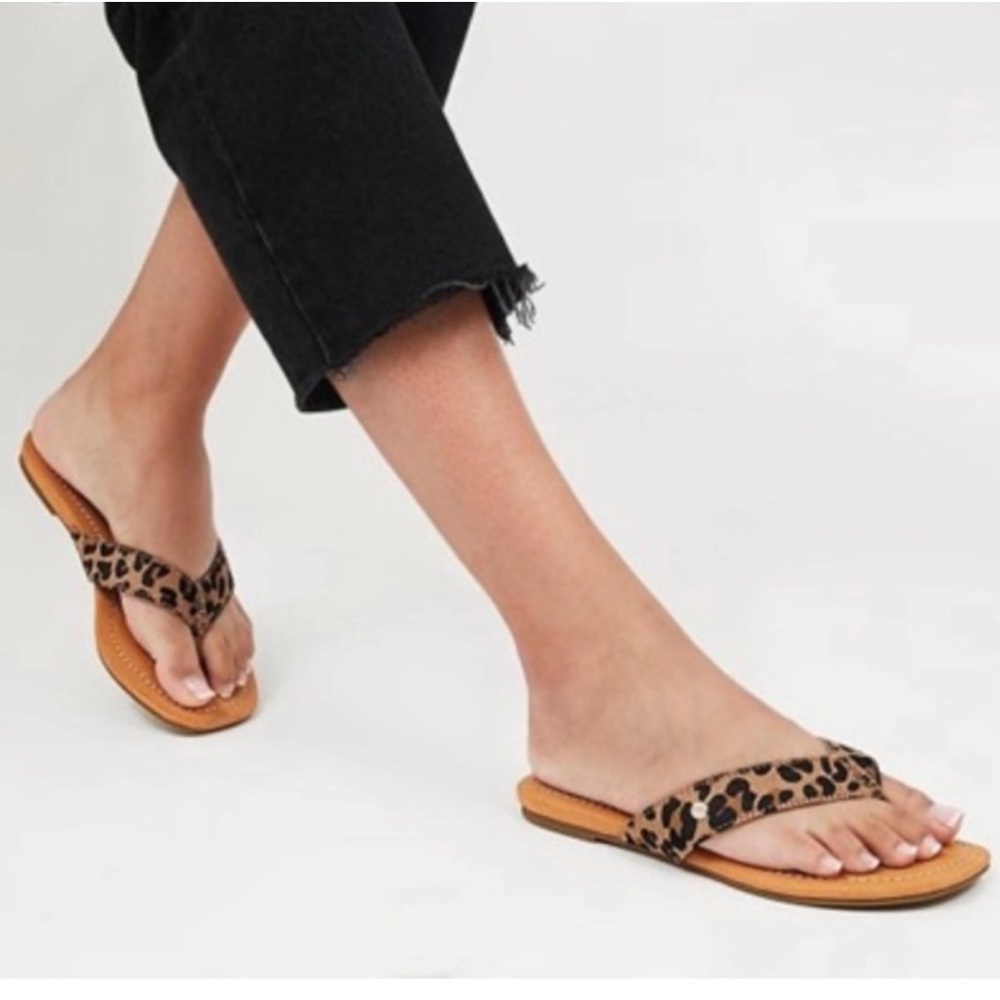 UGG LEOPARD CALF-HAIR SANDALS 8/39